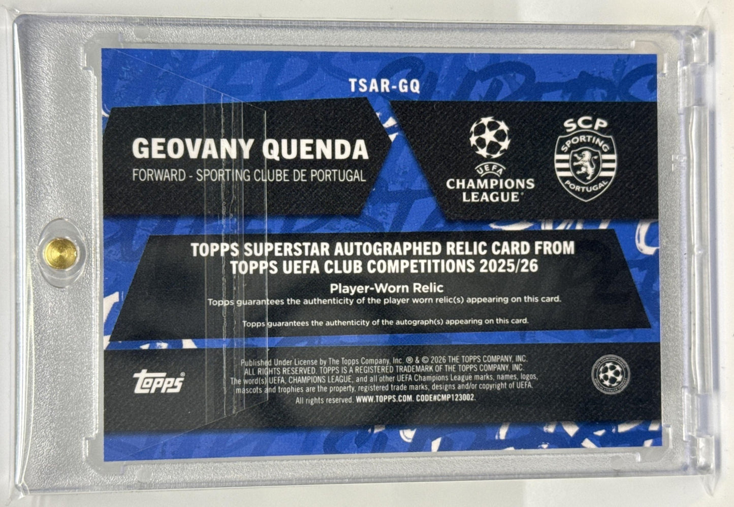 Geovany Quenda Topps UCC 2025-26 Green Foil /99 Auto Sporting Clube de Portugal