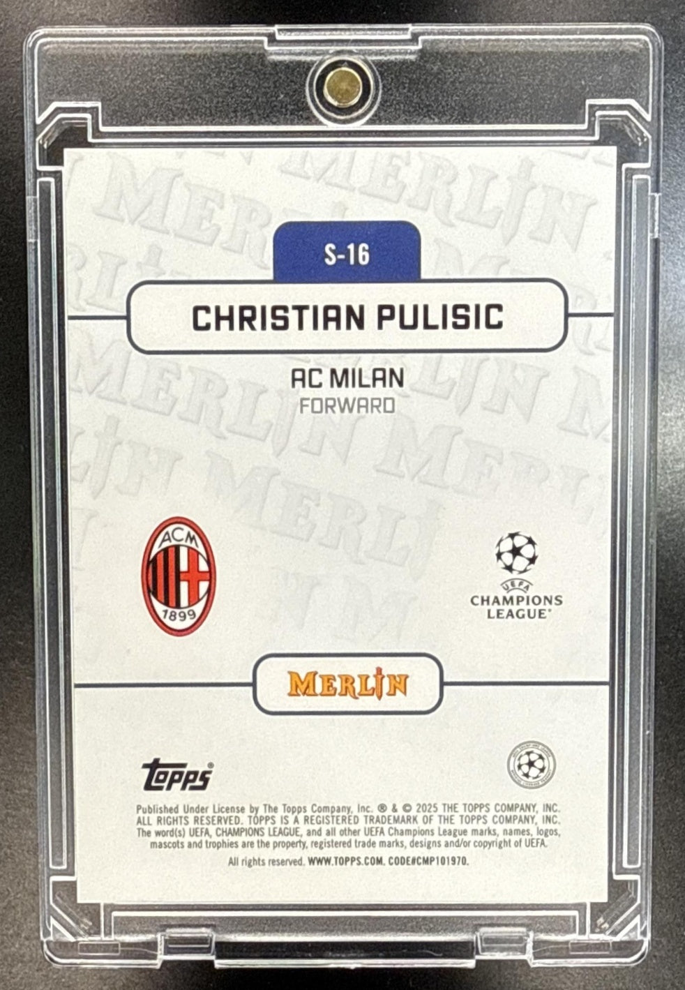 Christian Pulisic Topps Merlin Chrome UCC 2024-25 The Shiny AC Milan