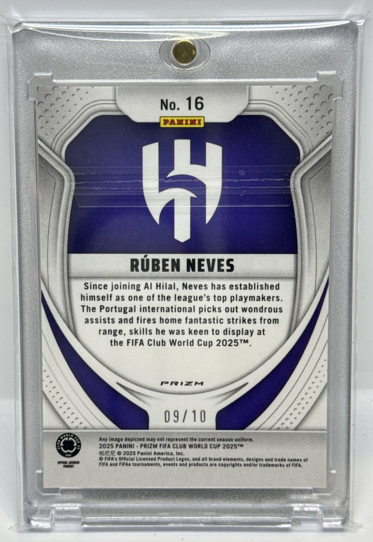 Ruben Neves Panini Prizm FIFA Club World Cup 2025 Gold Seismic /10 Al-Hilal SFC