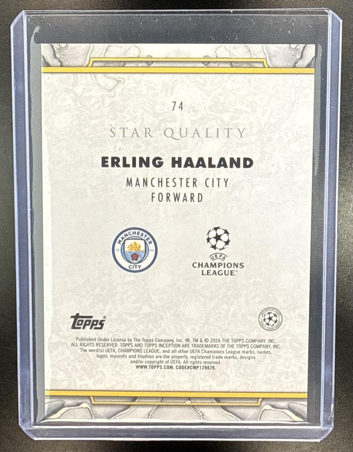 Erling Haaland Topps Inception UCC 2025-26 Yellow Foil /150 Manchester City