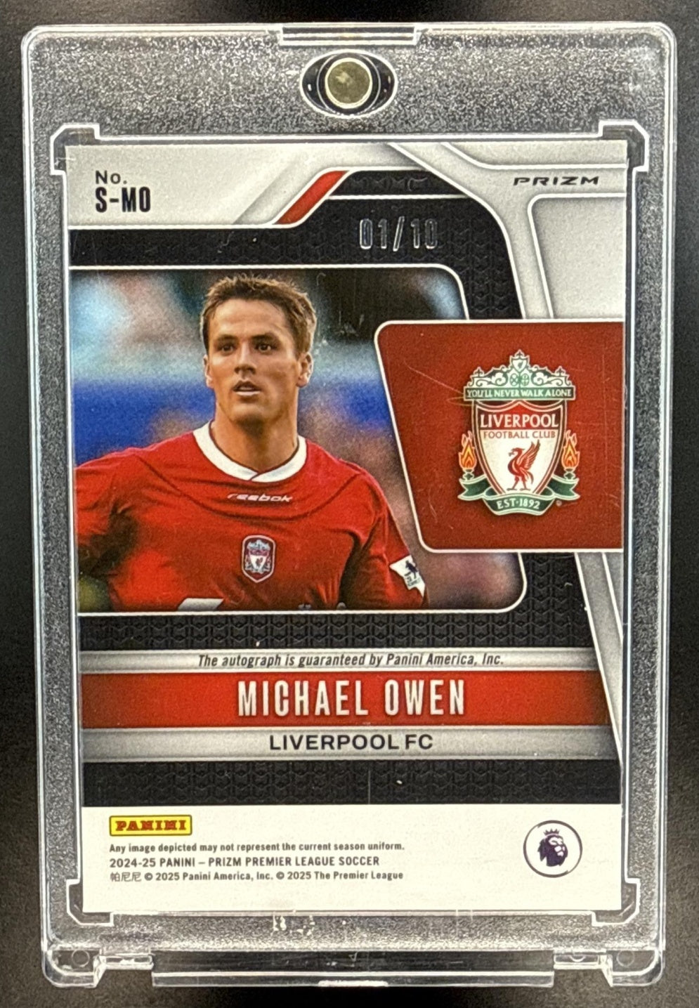 Michael Owen Panini Prizm PL 2024-25 Gold Breakaway /10 Auto Liverpool FC
