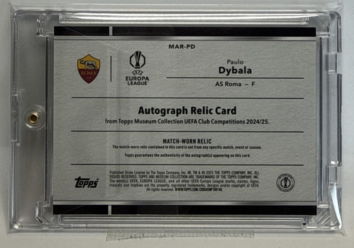 Paulo Dybala Topps Museum Collection UCC 2024-25 Auto Relics Gold /50 AS Roma