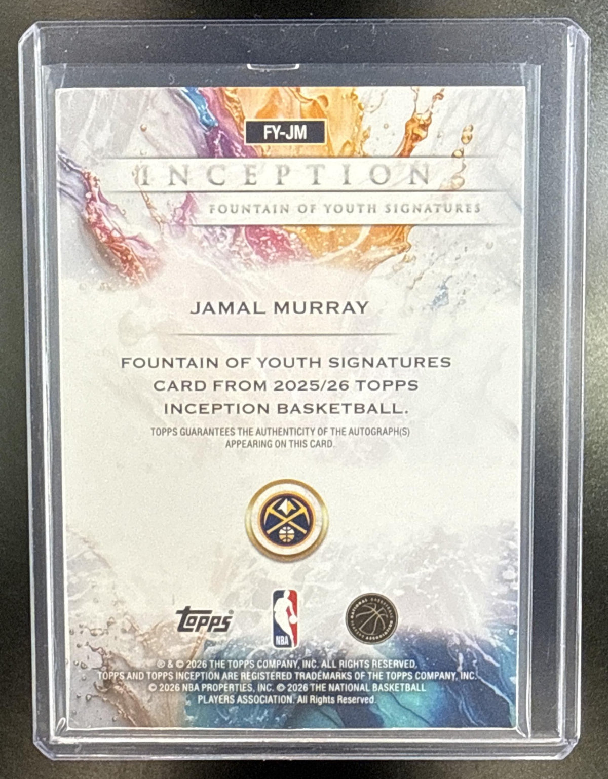 Jamal Murray Topps Inception 2025-26 Blue /25 Auto Denver Nuggets