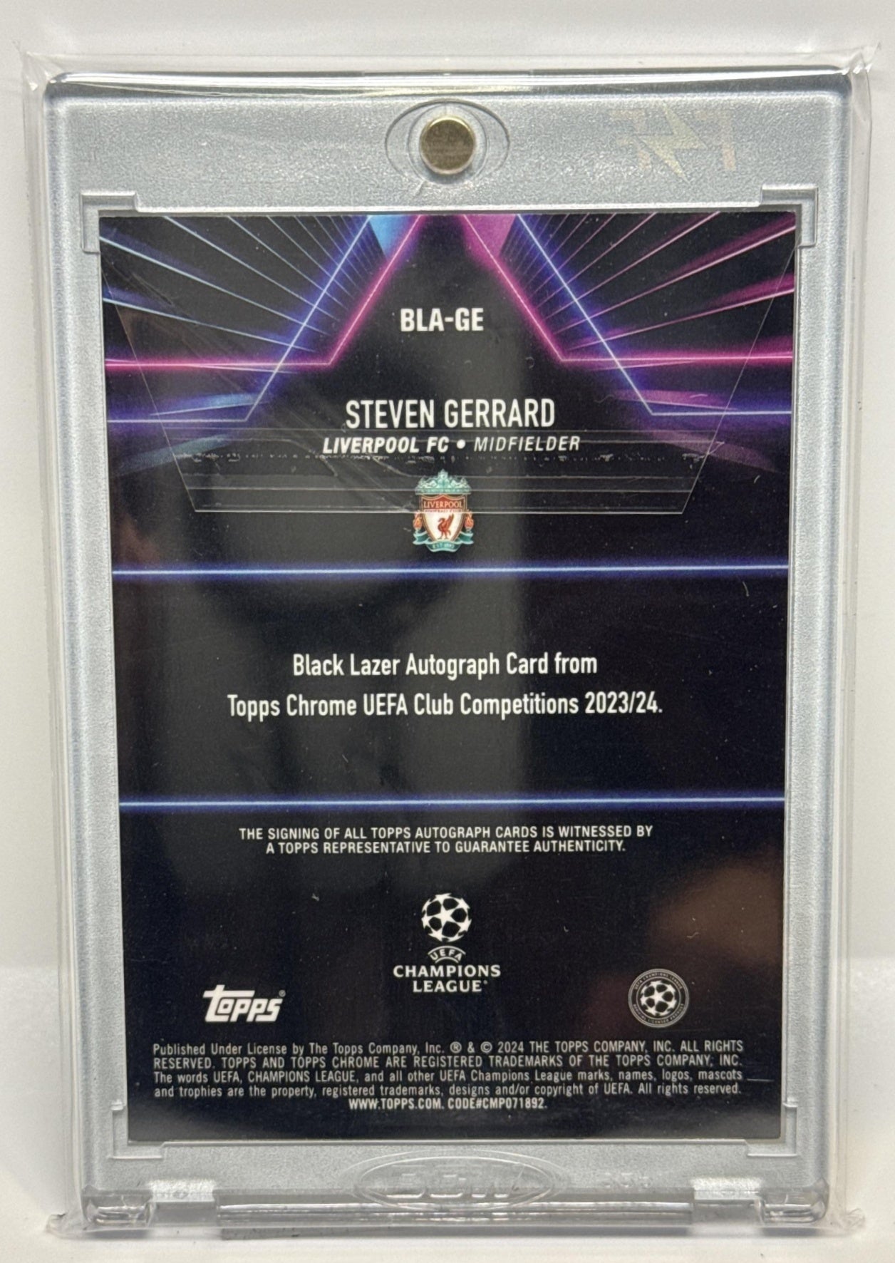 Steven Gerrard Topps Chrome UCC 2023-24 Black Lazer Auto Liverpool FC