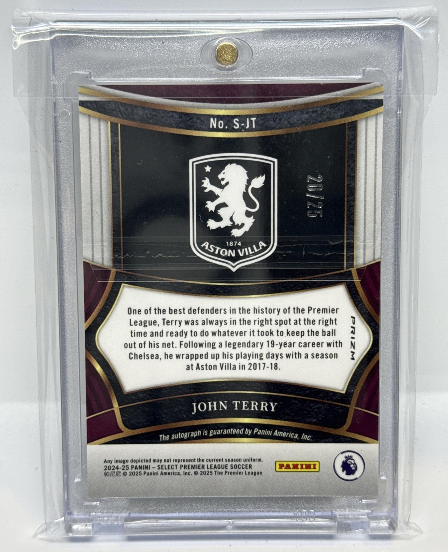 John Terry Panini Select PL 2024-25 Tie-Dye Prizm /25 Auto Aston Villa