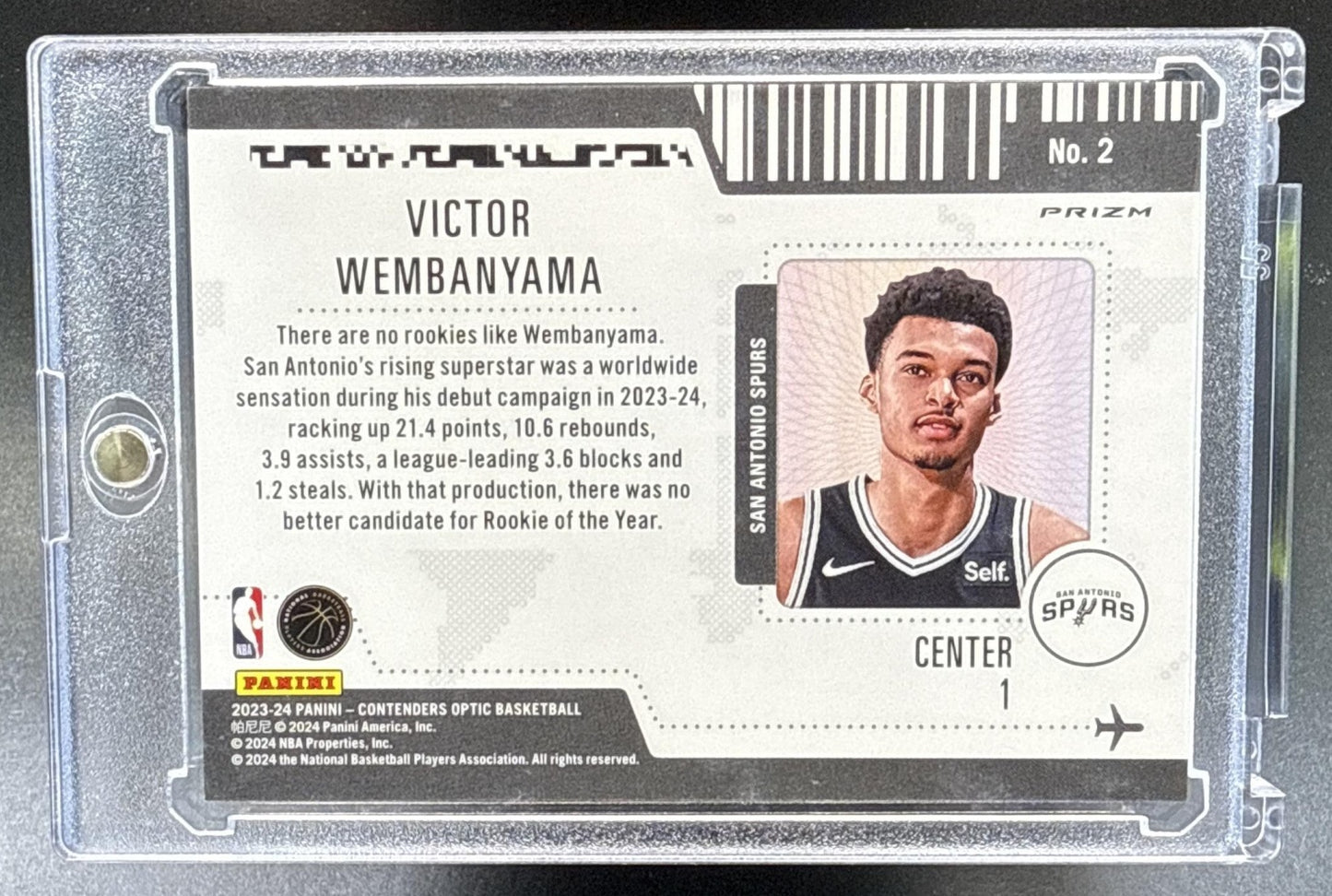 Victor Wembanyama Panini Contenders Optic 2023-24 RC San Antonio Spurs