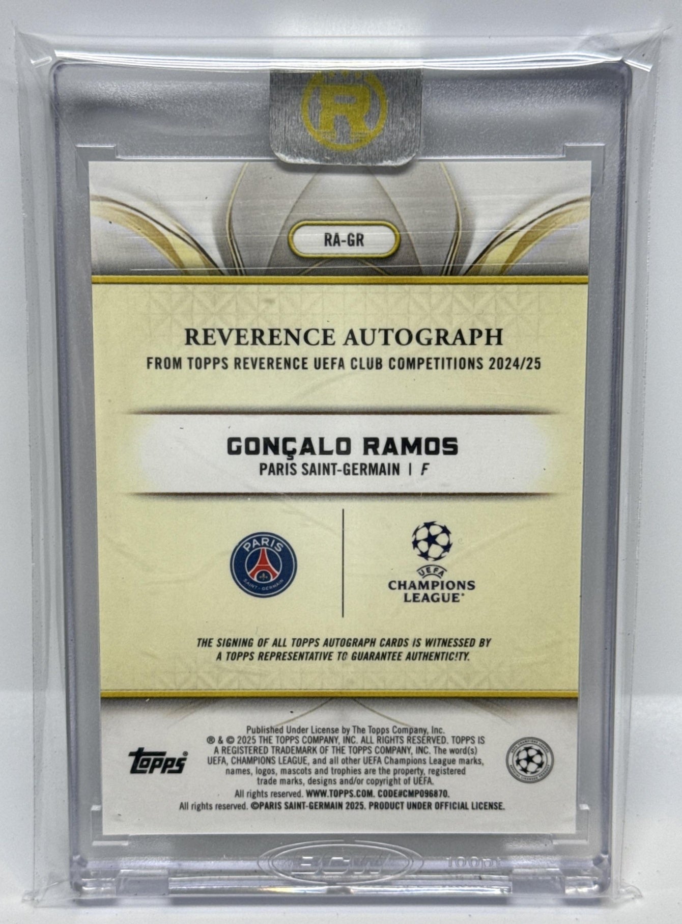 Goncalo Ramos Topps Reverence UCC 2024-25 Auto /99 Paris Saint-Germain