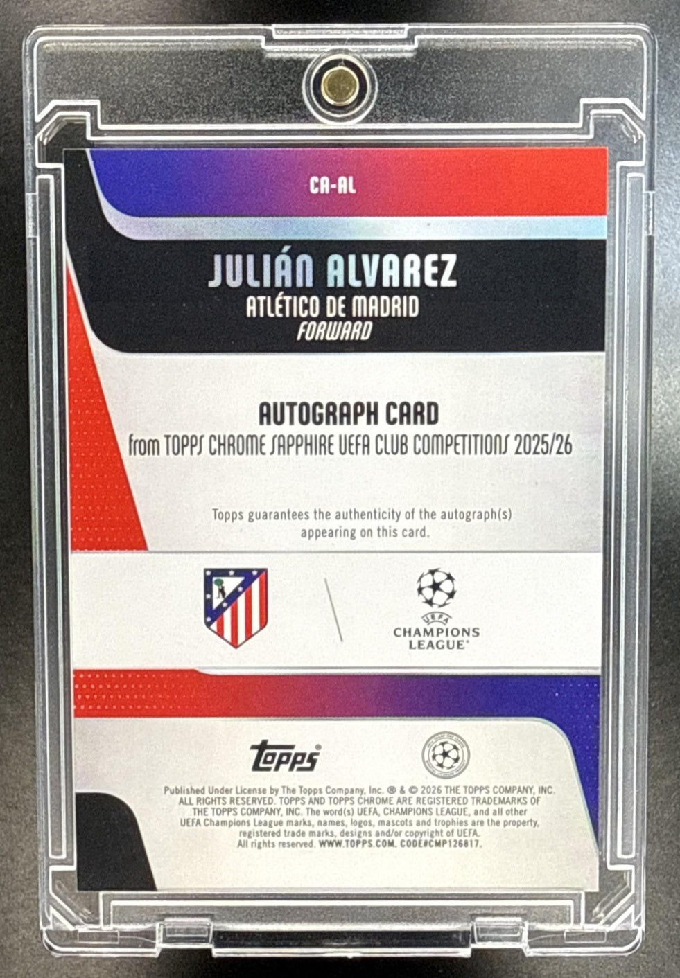 Julian Alvarez Topps Chrome UCC 2025-26 Gold Geometric /50 Atletico de Madrid