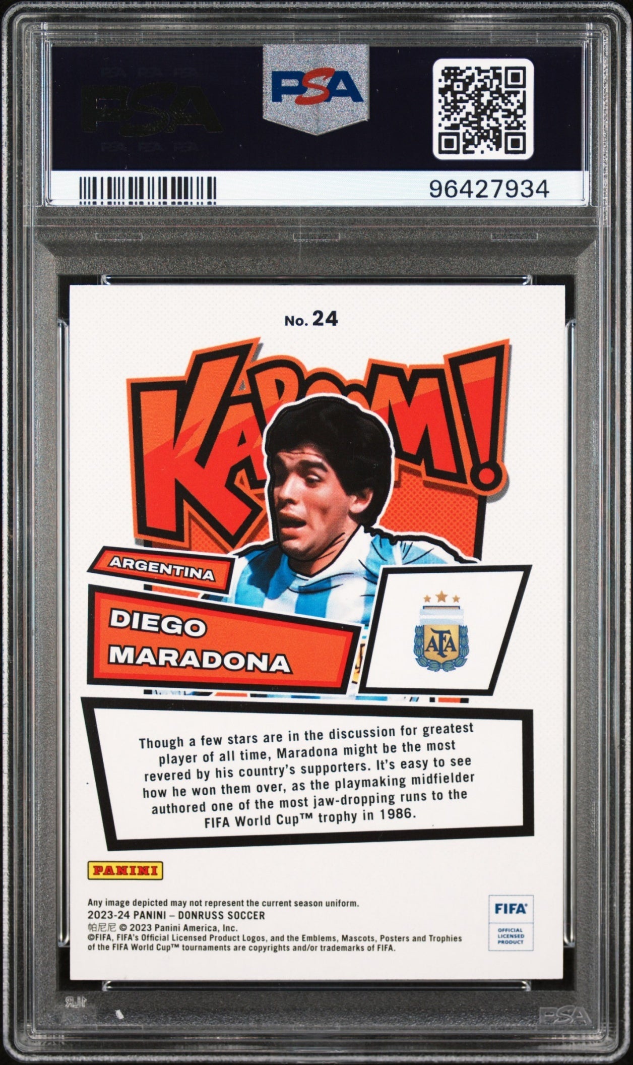 Diego Maradona Panini Donruss 2023-24 Kaboom SSP PSA 9 Argentina