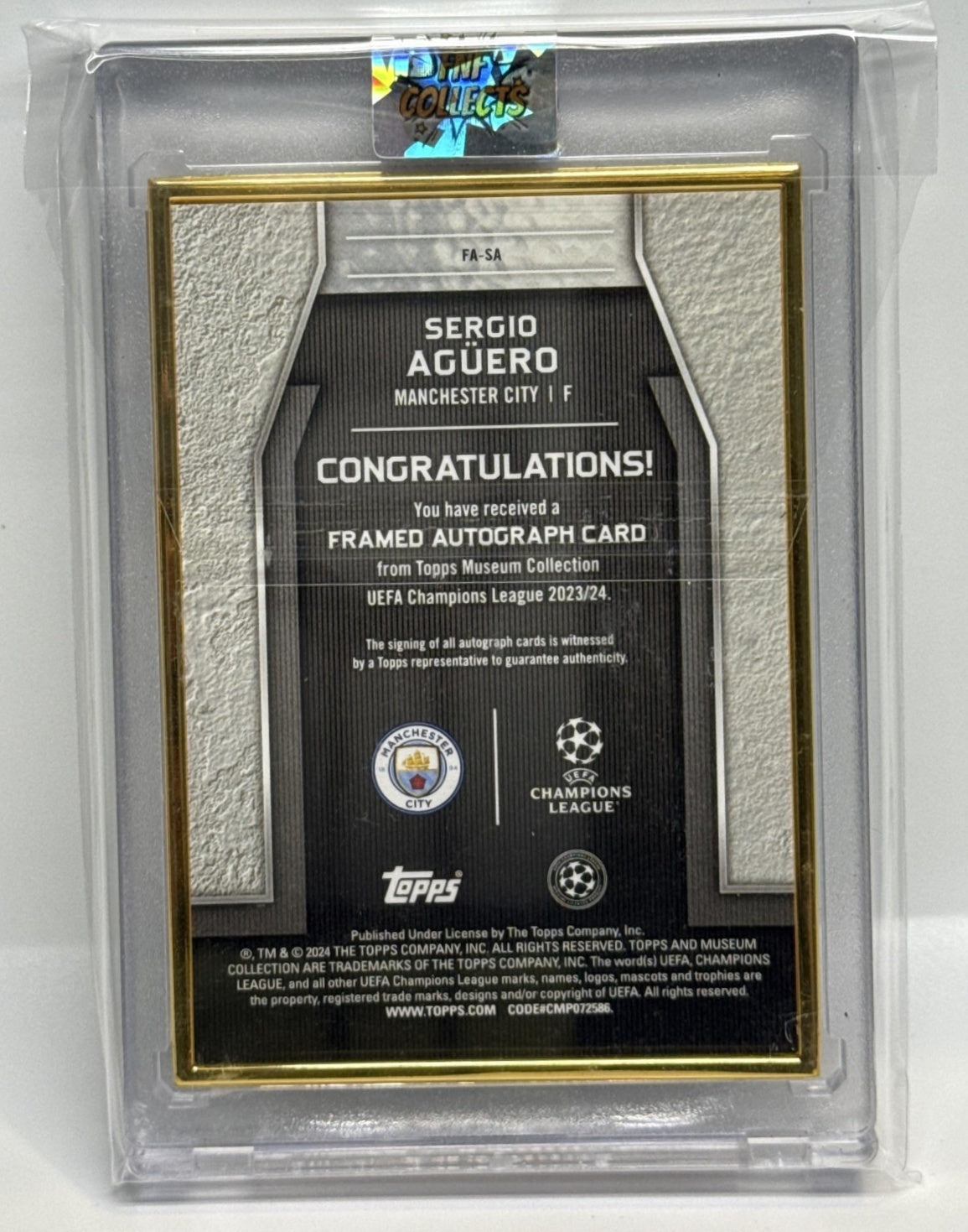 Sergio Aguero Topps Museum Collection UCC 2023 Framed Auto /99 Manchester City