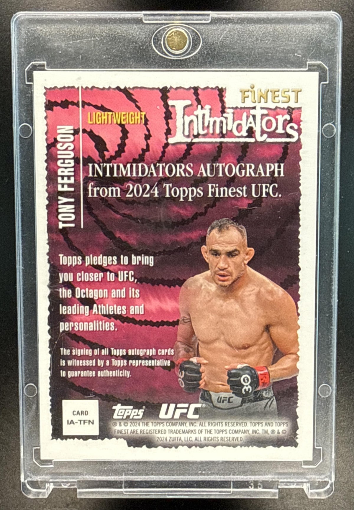 Tony Ferguson Topps Finest UFC 2024 Intimidators Auto Red Shimmer Refractor