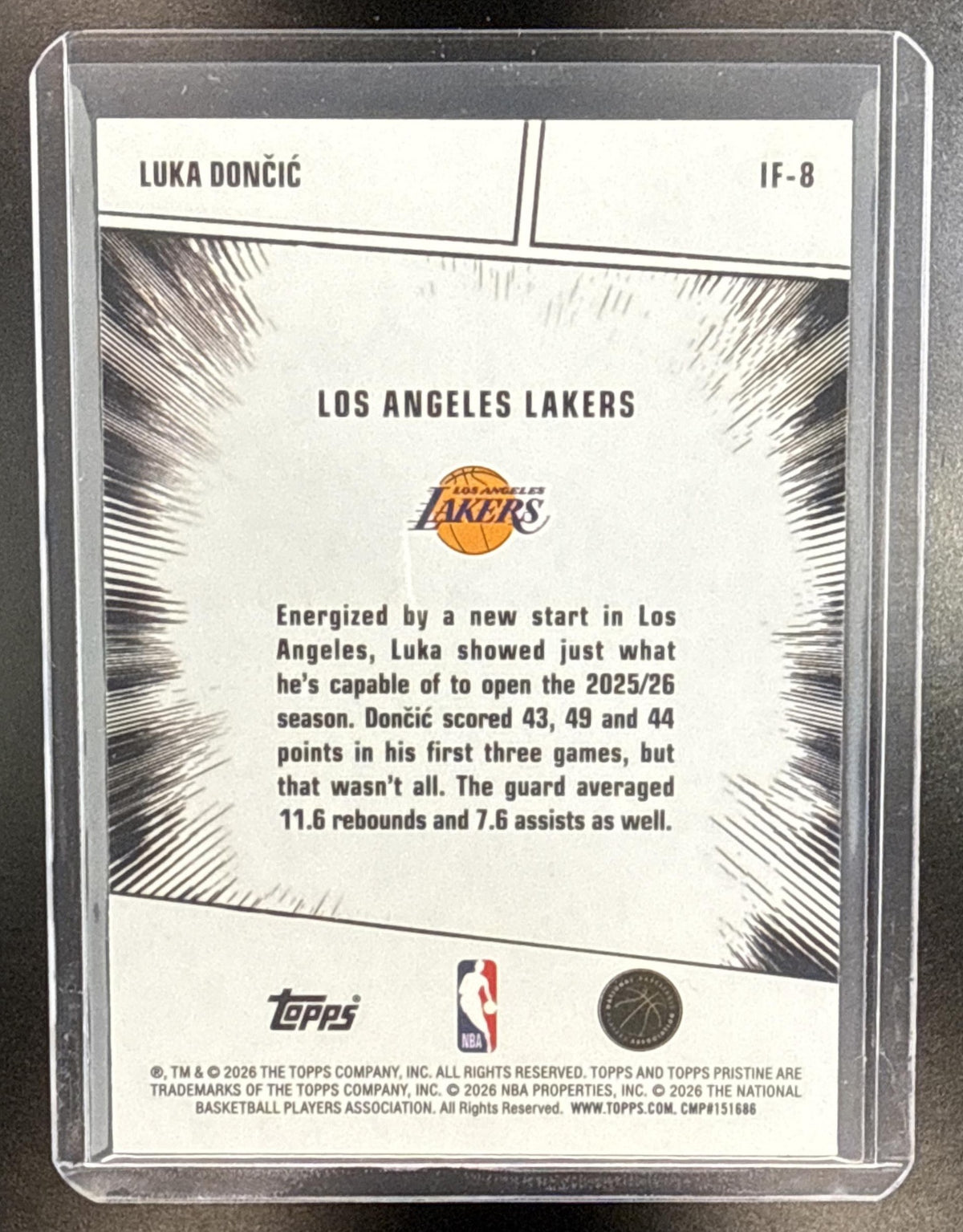 Luka Doncic Topps Pristine 2025-26 Blue Refractor /75 Los Angeles Lakers