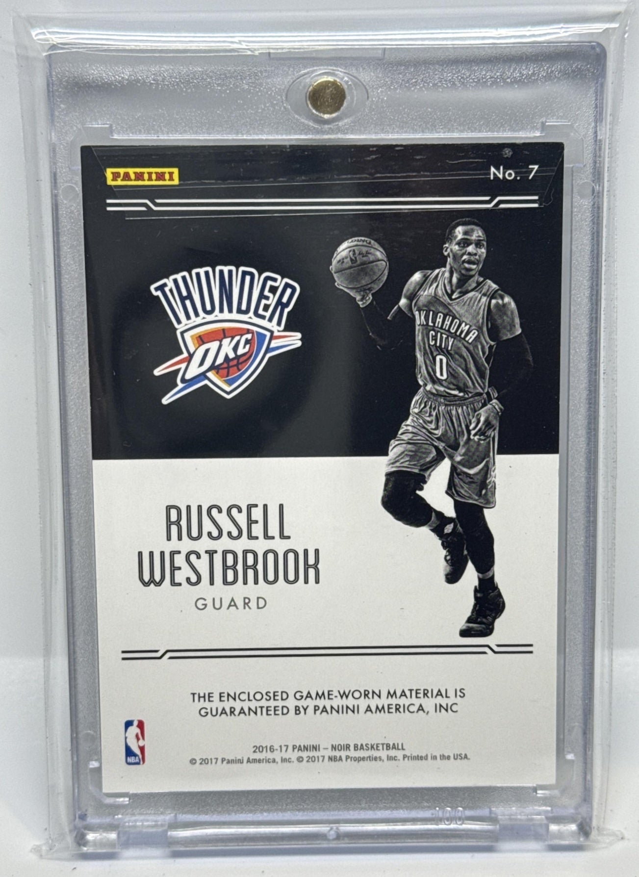 Russell Westbrook Panini Noir 2016-17 Materials /99 MEM Oklahoma City Thunder