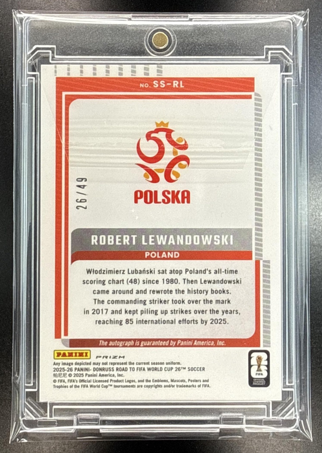 Robert Lewandowski Donruss Road to FIFA World Cup 26' 2025-26 Blue /49 Poland