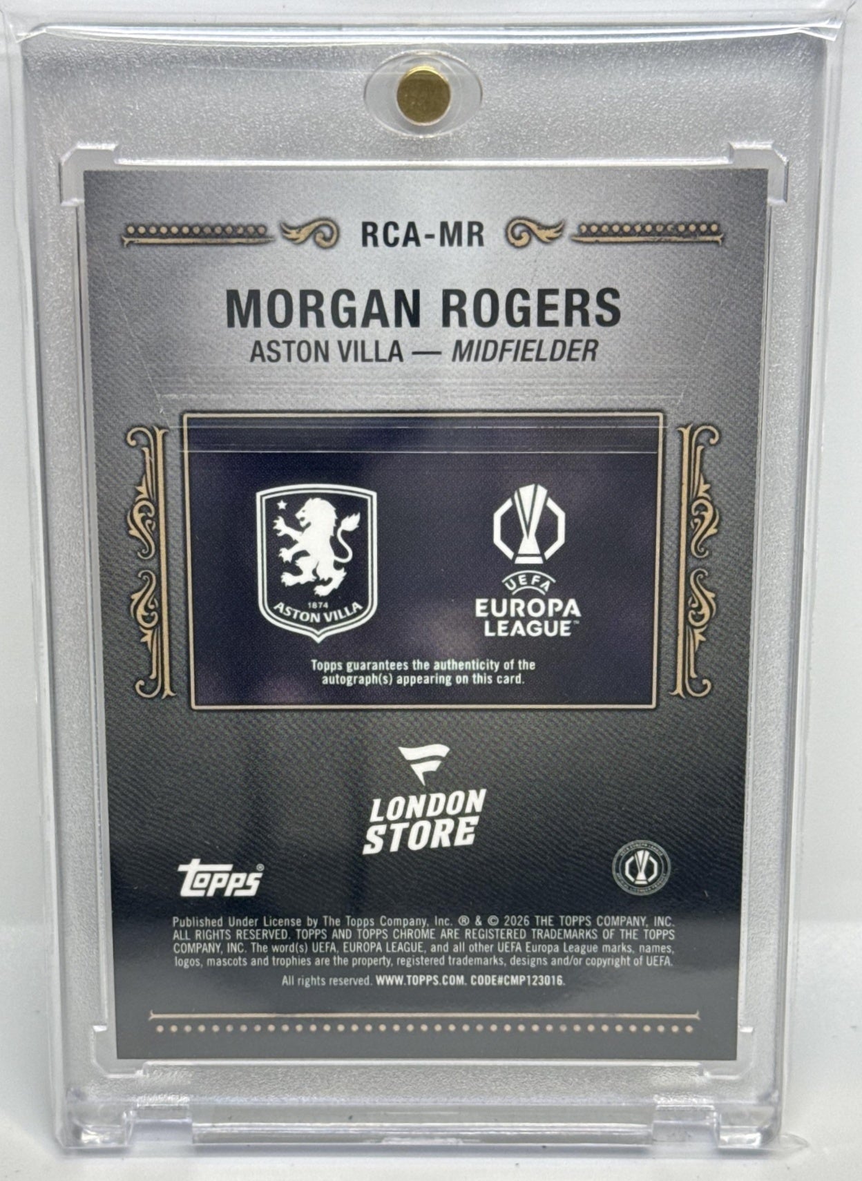 Morgan Rogers Topps Chrome 2026 Regency Auto Red Refractor /5 Aston Villa