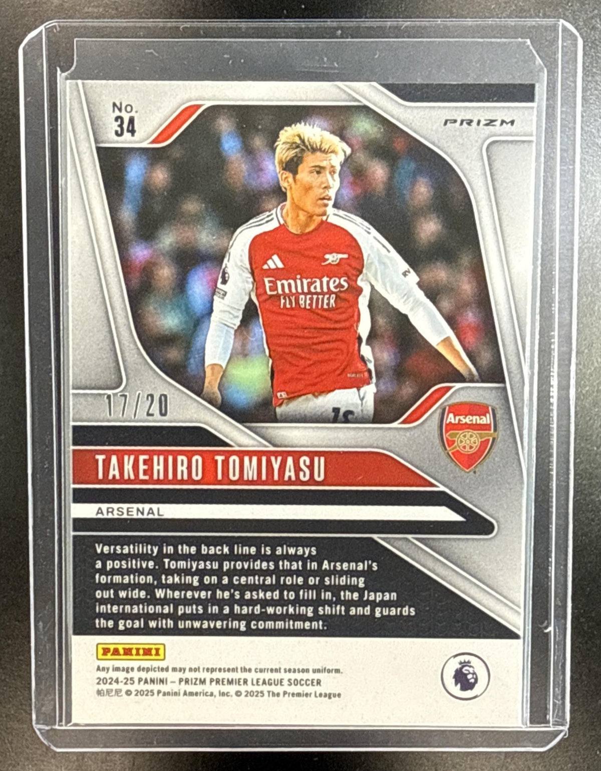Takehiro Tomiyasu Panini Prizm PL 2024-25 Choice Cherry Blossom /20 Arsenal