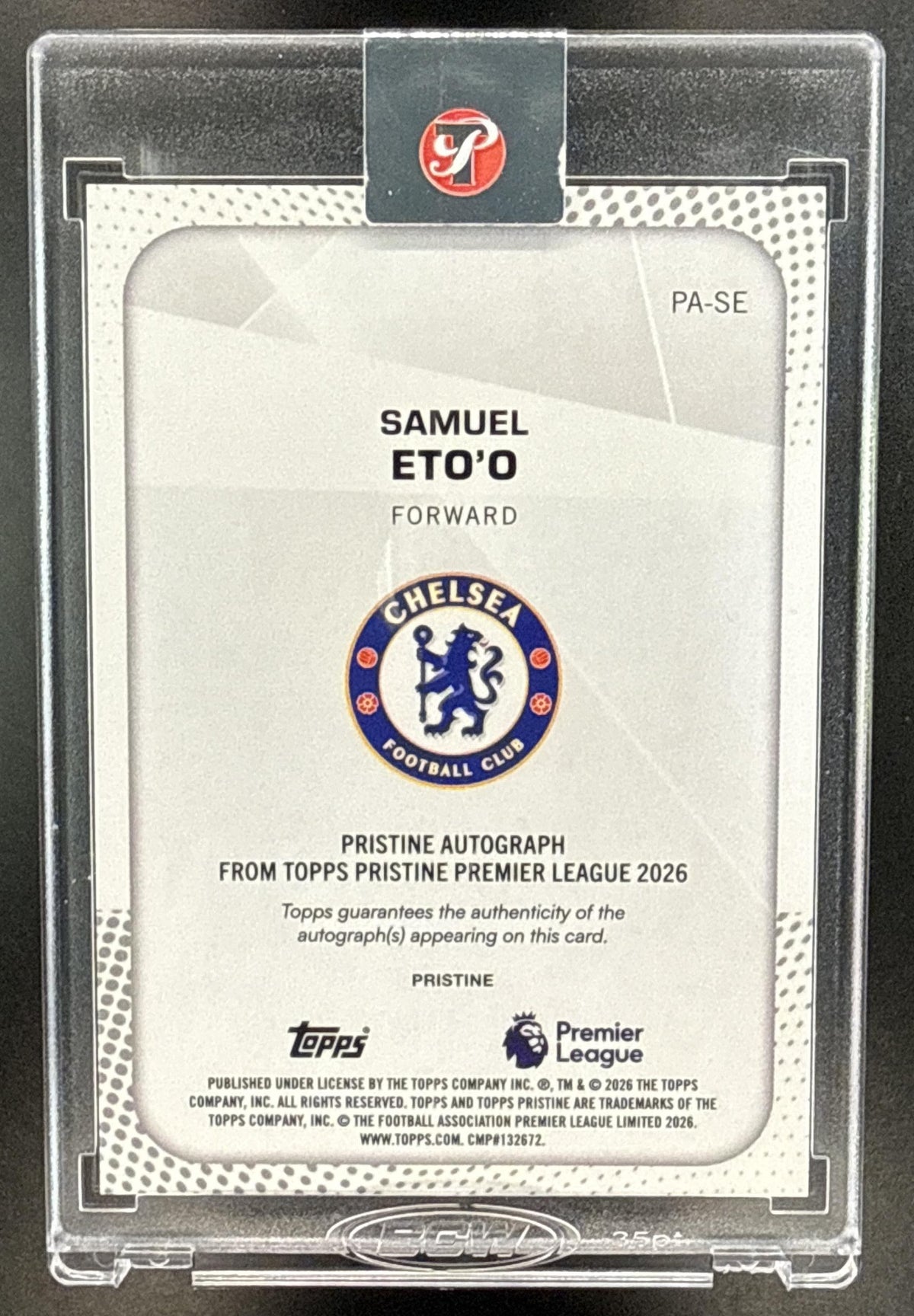 Samuel Eto'o Topps Pristine PL 2025-26 Auto Blue /75 Chelsea