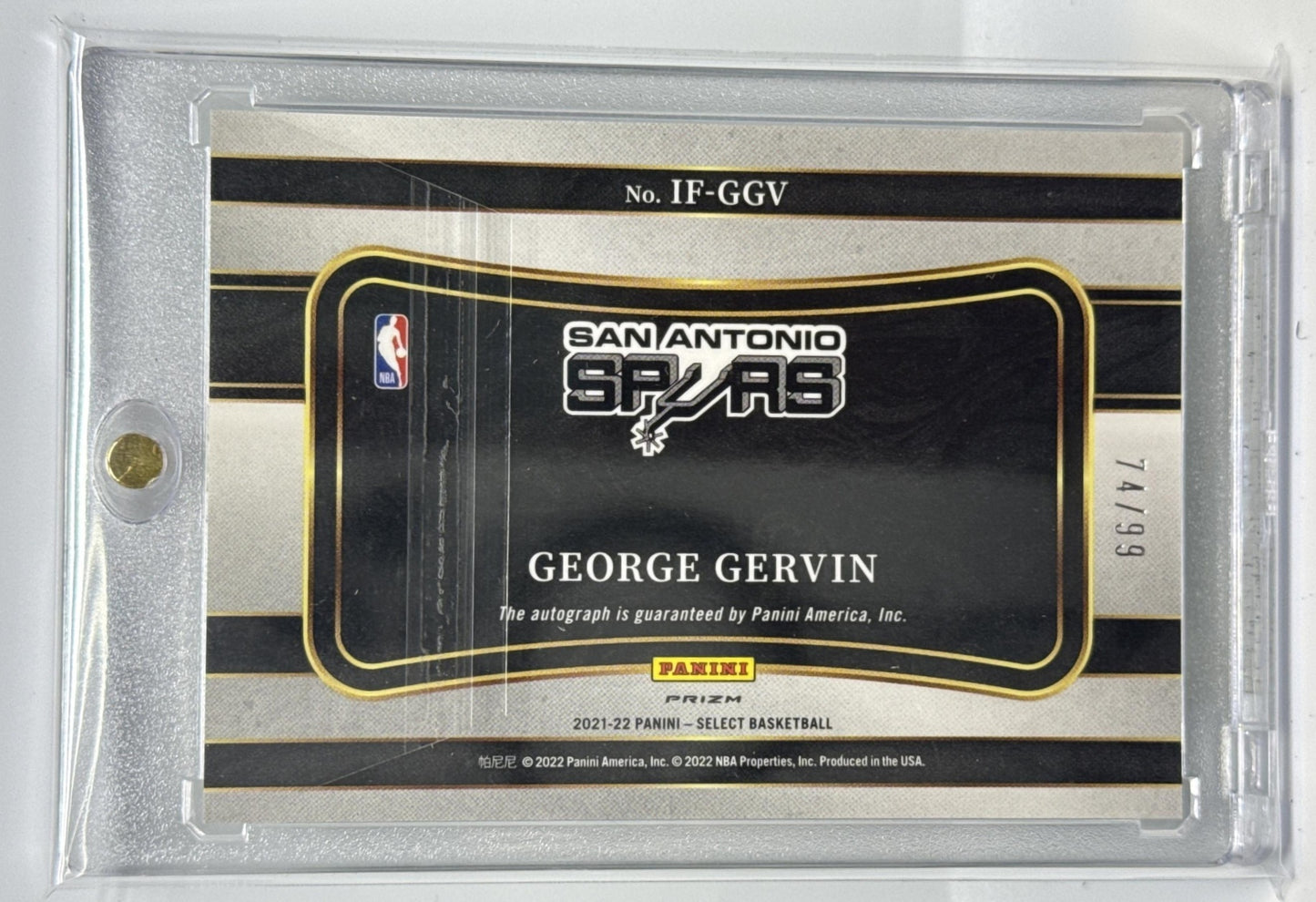 George Gervin Panini Select 2021-22 Neon Green Prizms /99 Auto San Antonio Spurs