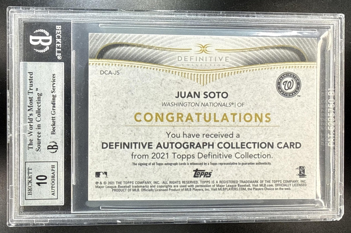 Juan Soto Topps Definitive 2021 1/1 Auto BGS 9 Washington Nationals