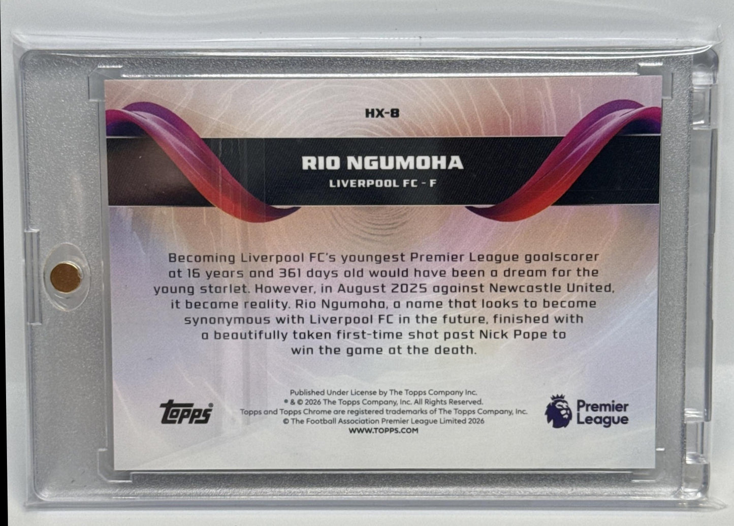 Rio Ngumoha Topps Chrome PL 2026 Helix SSP RC Liverpool FC