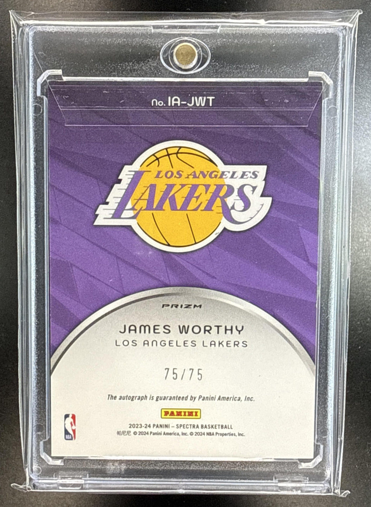 James Worthy Panini Spectra 2023-24 Icons Auto /75 Los Angeles Lakers