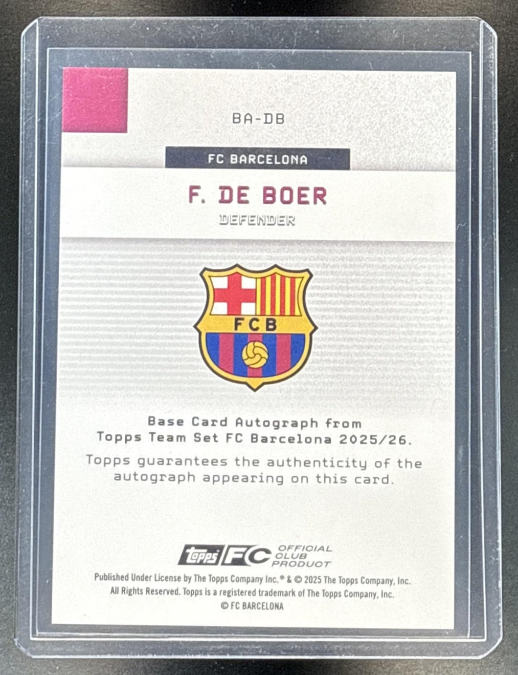 Frank de Boer Topps FC Barcelona Team Set 2025-26 Auto Gold Rainbow Foil /50