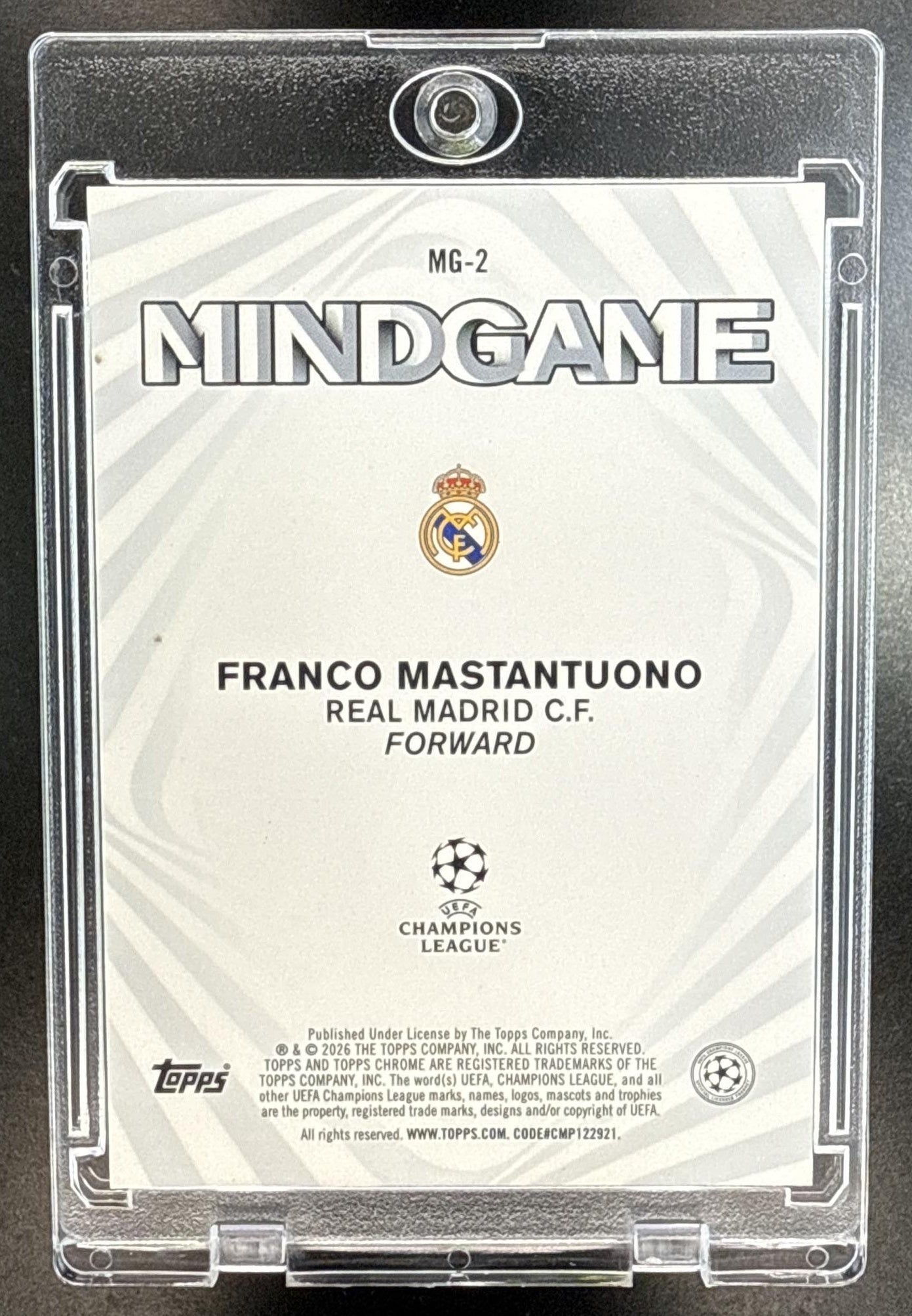 Franco Mastantuono Topps UCC 2025-26 Mindgame SSP RC Real Madrid C.F.