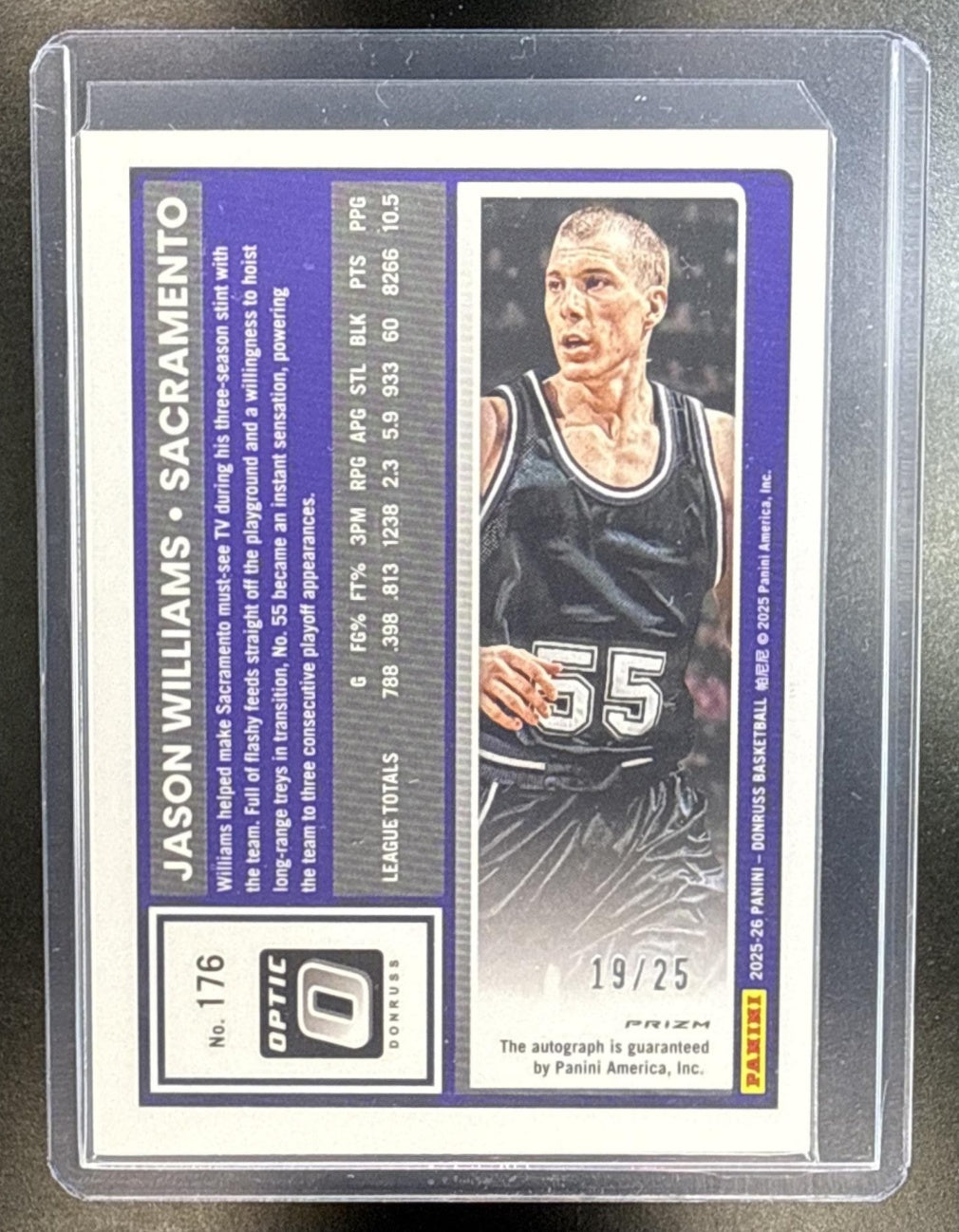 Jason Williams Panini Donruss 2025-26 Cracked Ice /25 Auto Sacramento Kings