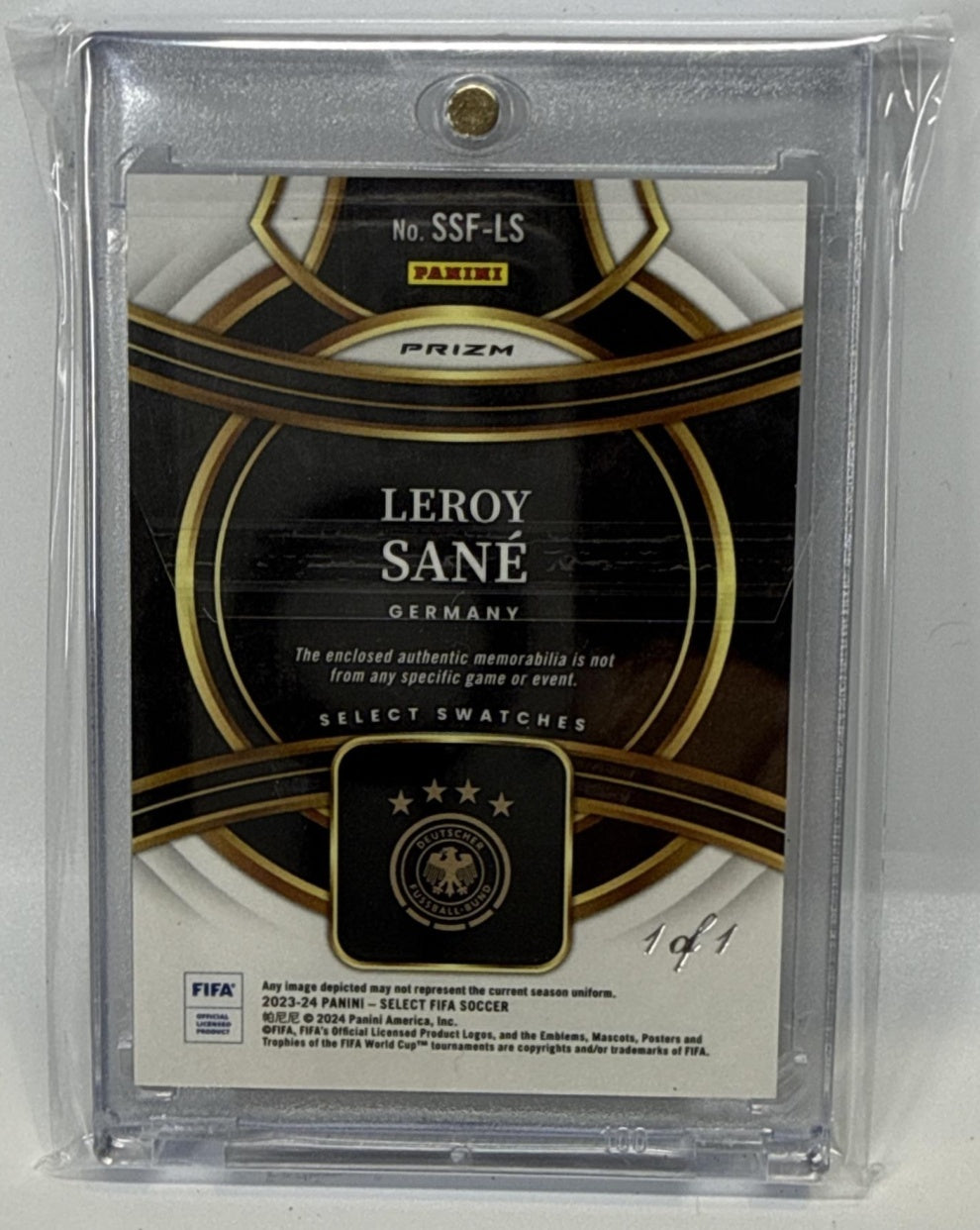 Leroy Sane Panini Select FIFA 2023-24 Swatches Black 1/1 MEM Germany