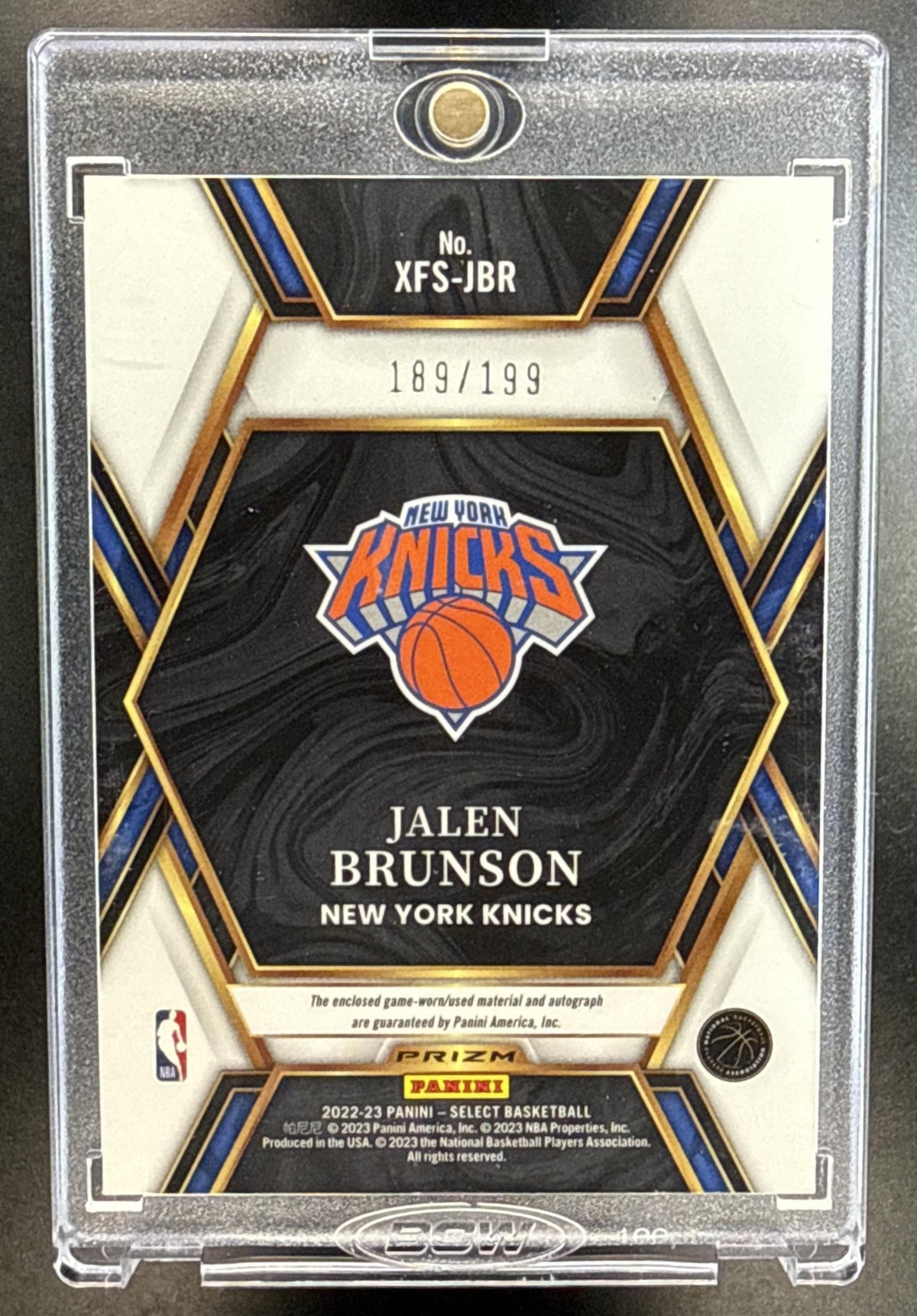 Jalen Brunson Panini Select 2022-23/199 MEM Auto New York Knicks