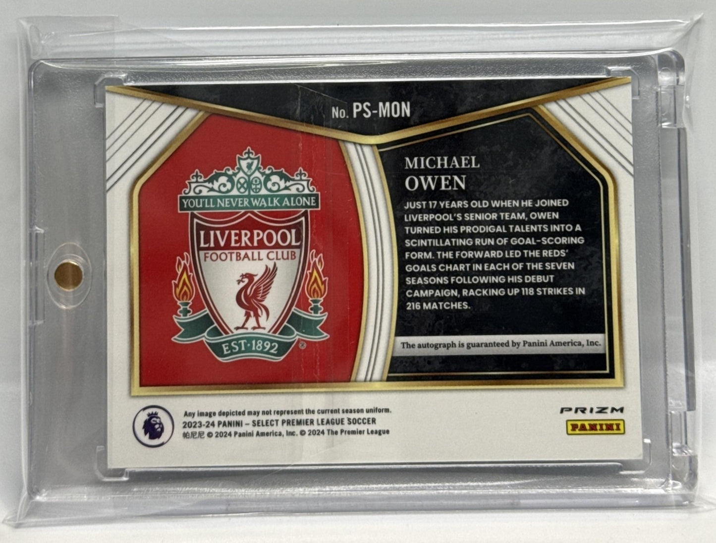 Michael Owen Panini Select PL 2023-24 Peacock Auto Liverpool FC