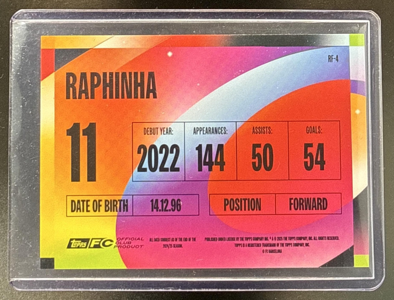 Raphinha Topps FC Barcelona Team Set 2025-26 Rainbow Flick