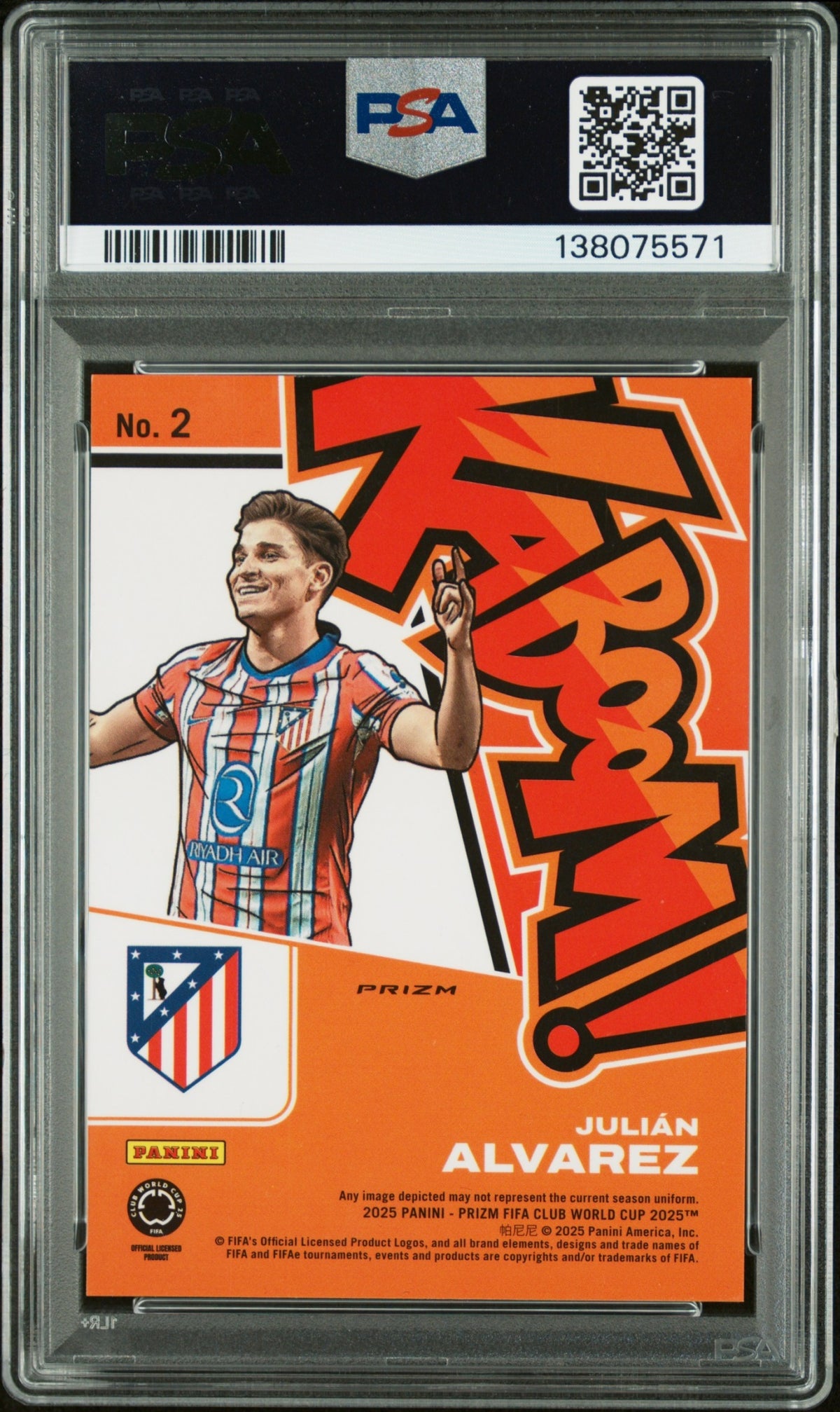 Julian Alvarez Panini Prizm FIFA Club World Cup 2025 PSA 10 Kaboom! Atletico de Madrid