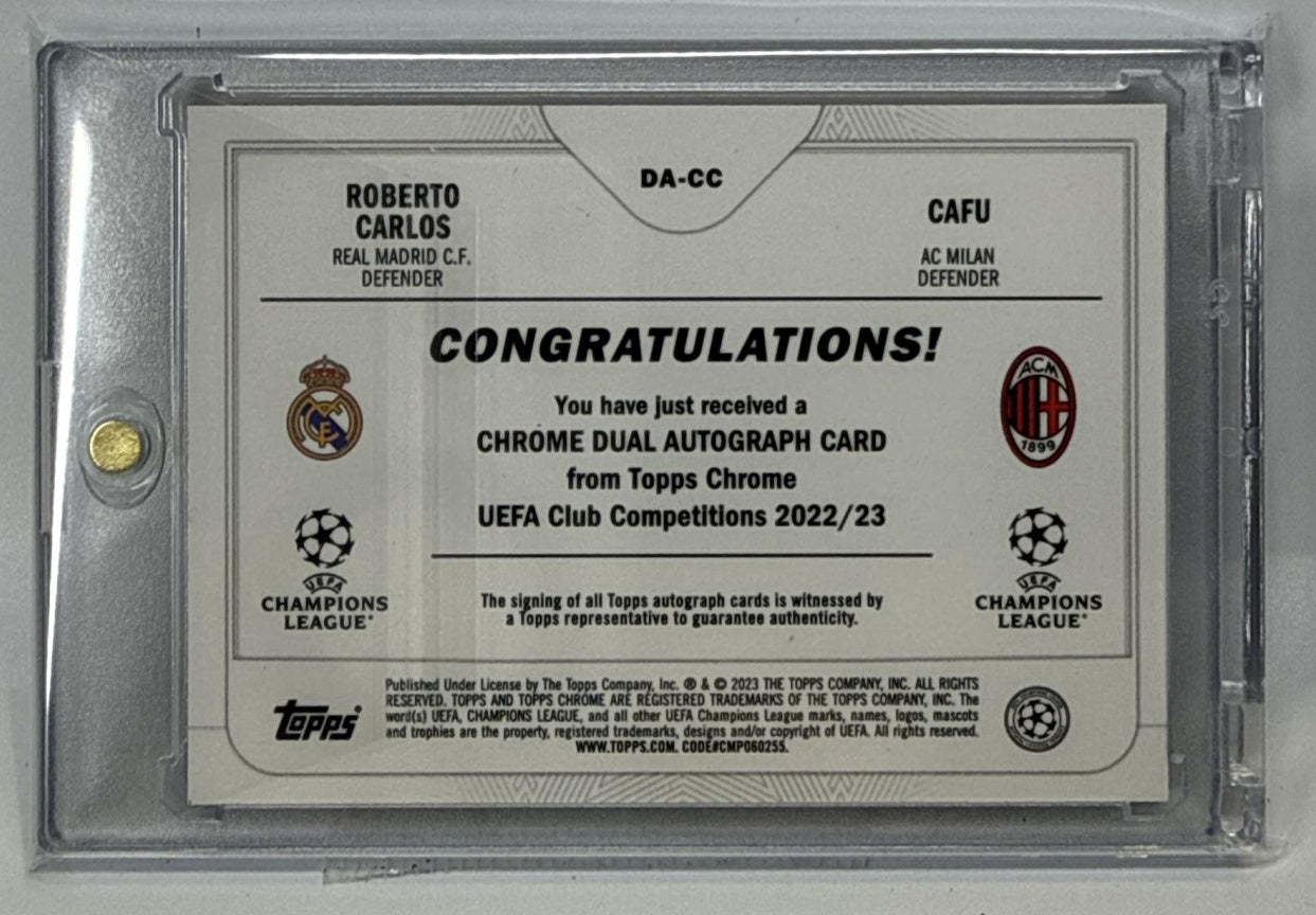 Cafu/Carlos Topps Chrome UCC 2022 Orange Lava Auto Benfica Real Madrid AC Milan