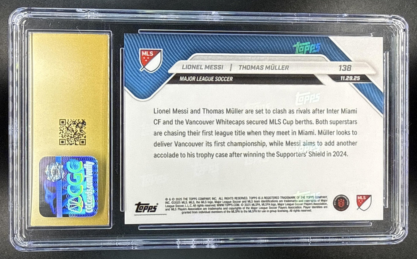 Lionel Messi Thomas Muller PR2085 Topps Now MLS 2025 CGC 10 Pristine
