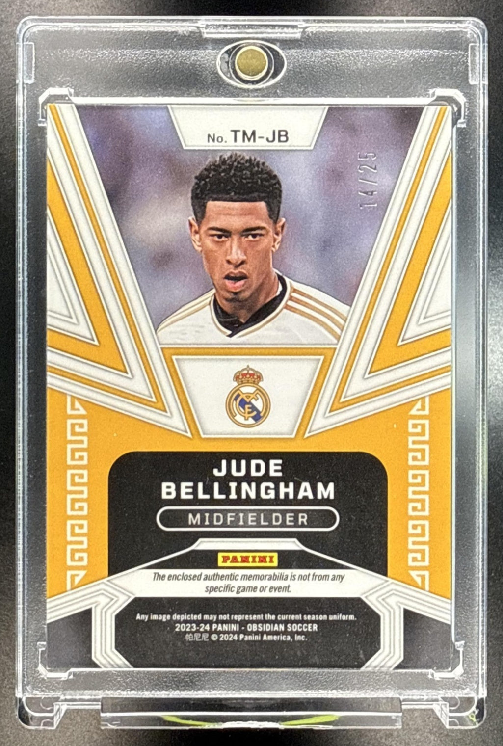 Jude Bellingham Panini Obsidian 2023-24 Red /25 MEM Real Madrid CF