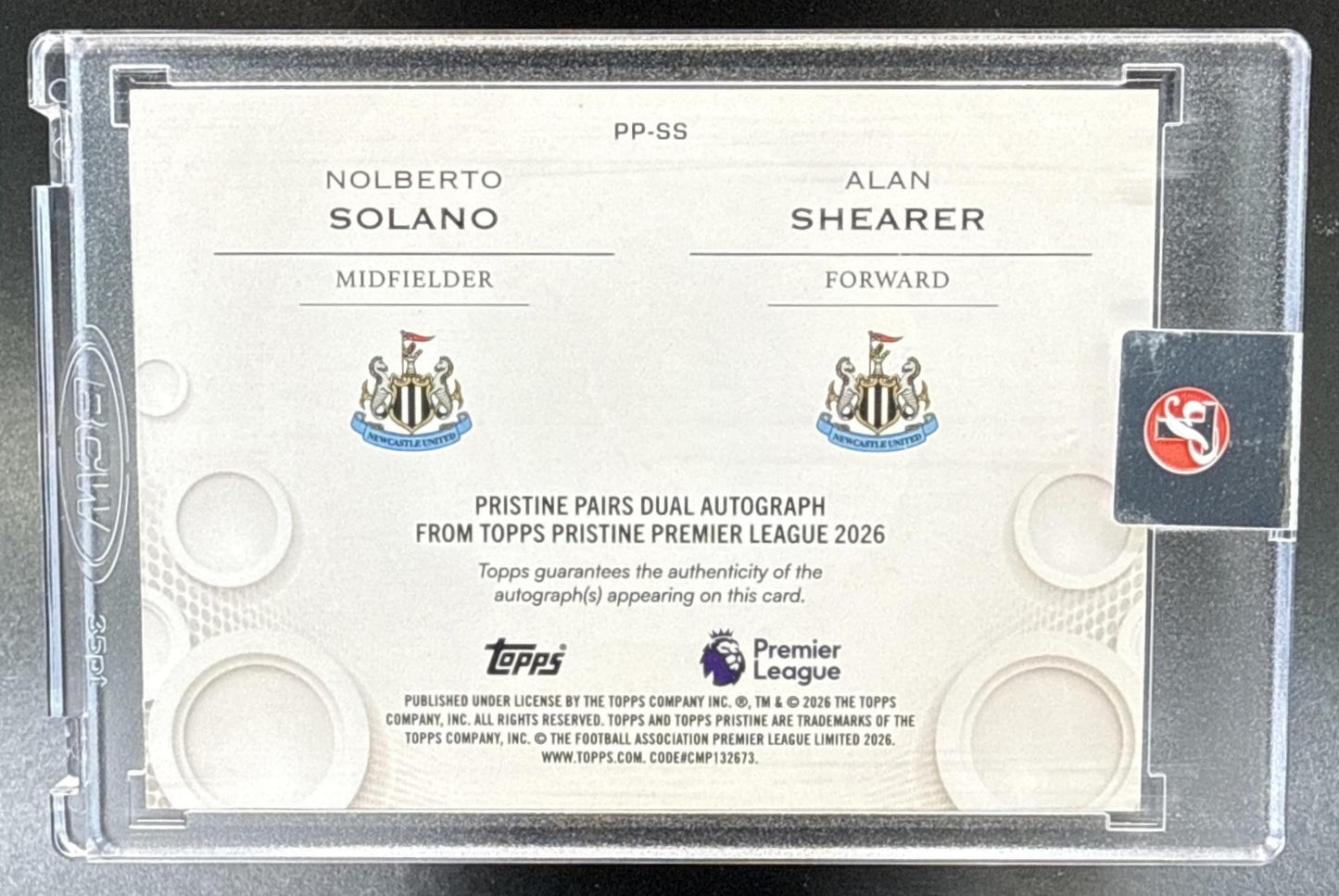 Nolberto Solano Alan Shearer Topps Pristine PL 2025-26 Auto Newcastle United