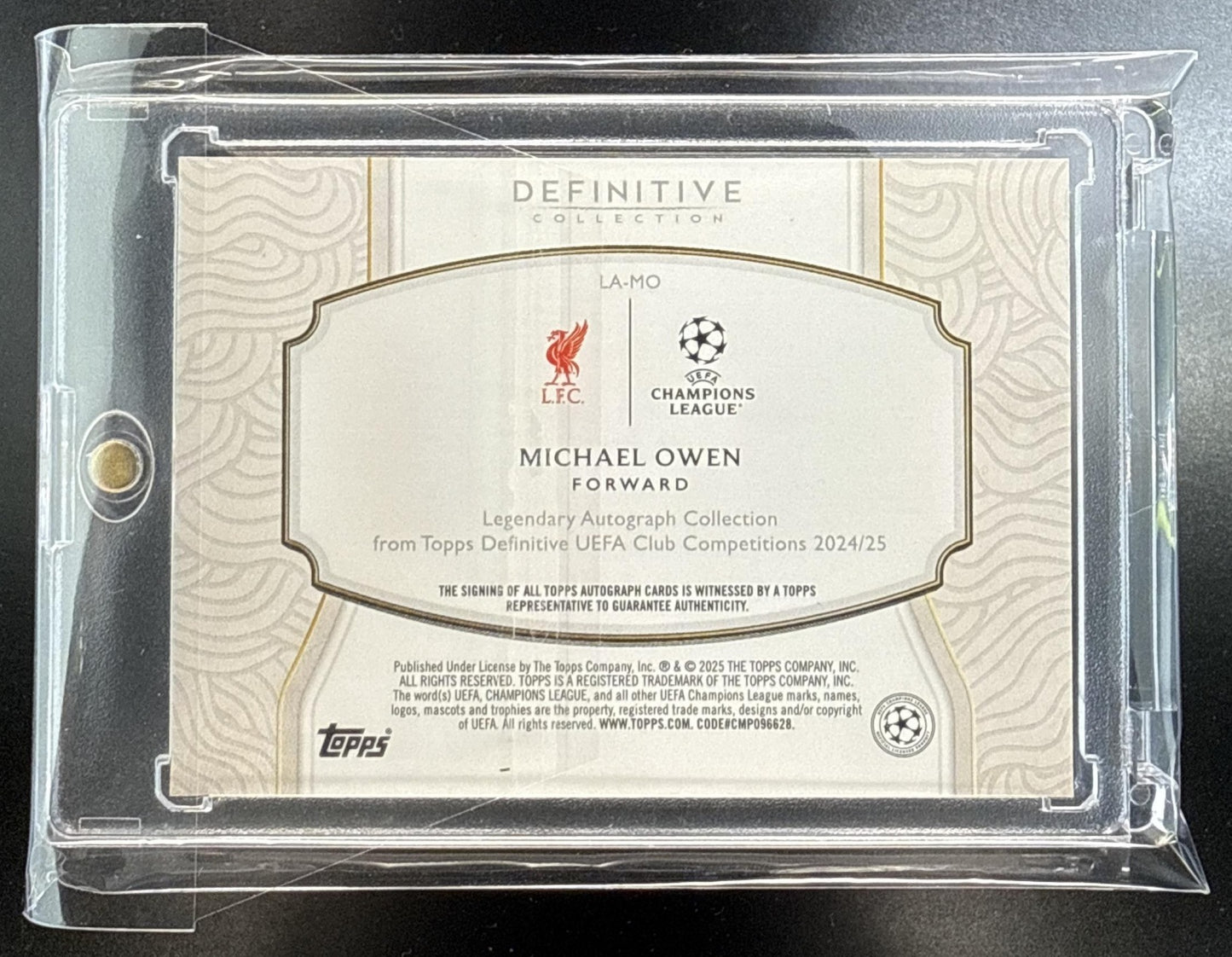 Michael Owen Topps Definitive Collection UCC 2024-25/25 Auto Liverpool FC