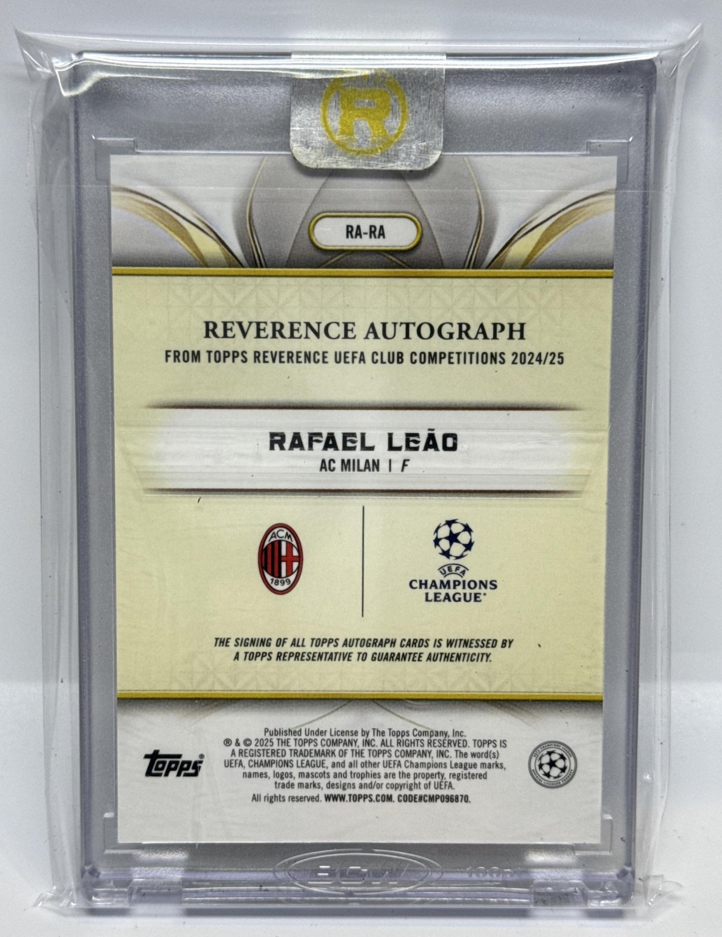 Rafael Leao Topps Reverence UCC 2024-25 Auto Purple /50 A.C. Milan