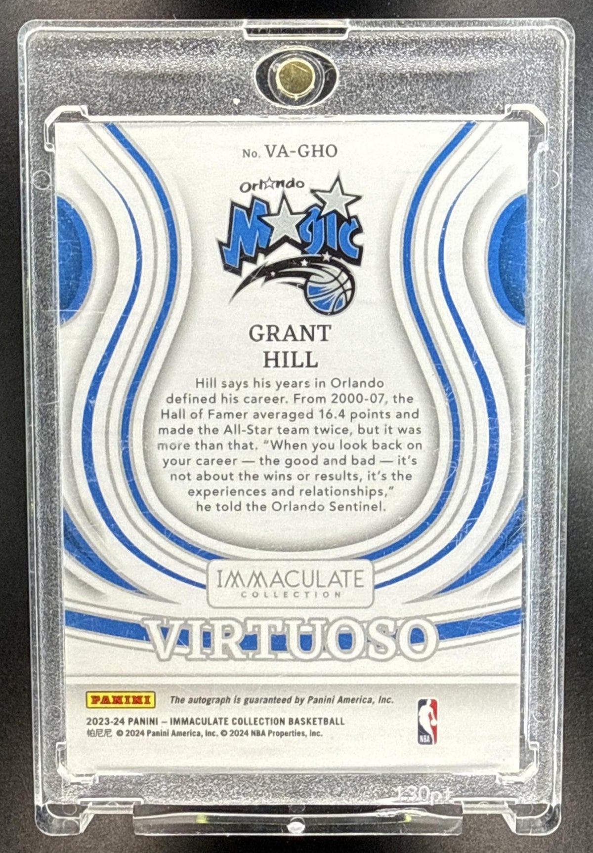 Grant Hill Panini Immaculate 2023-24 Virtuoso Auto /75 Orlando Magic