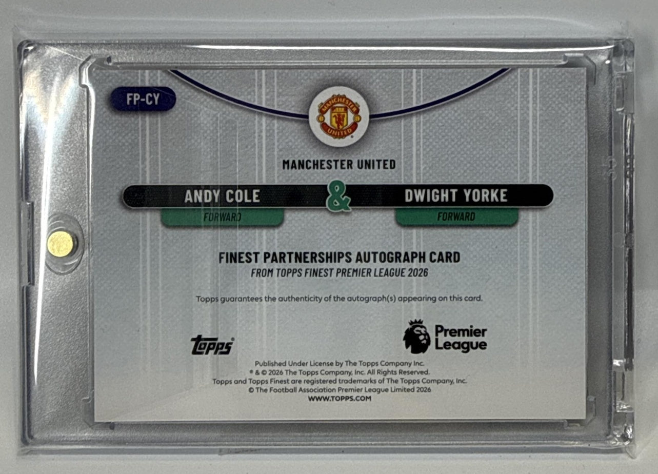 Dwight Yorke Andy Cole Topps Finest PL '25 Orange Refractor /25 Auto Man United