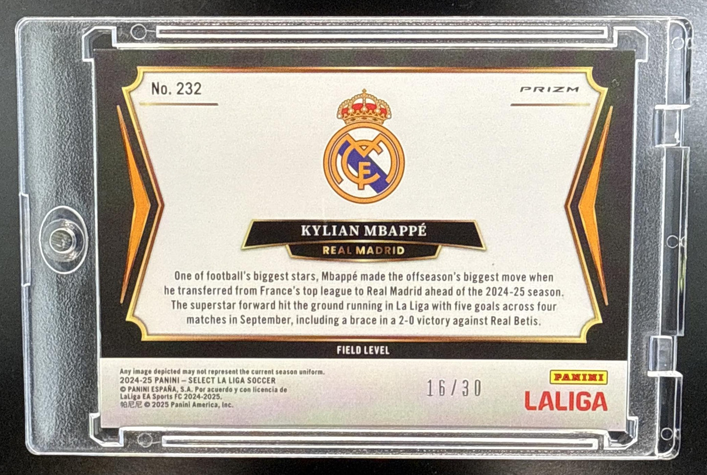 Kylian Mbappe Panini Select FIFA 2024-25 Field Winter Camo /30 Real Madrid