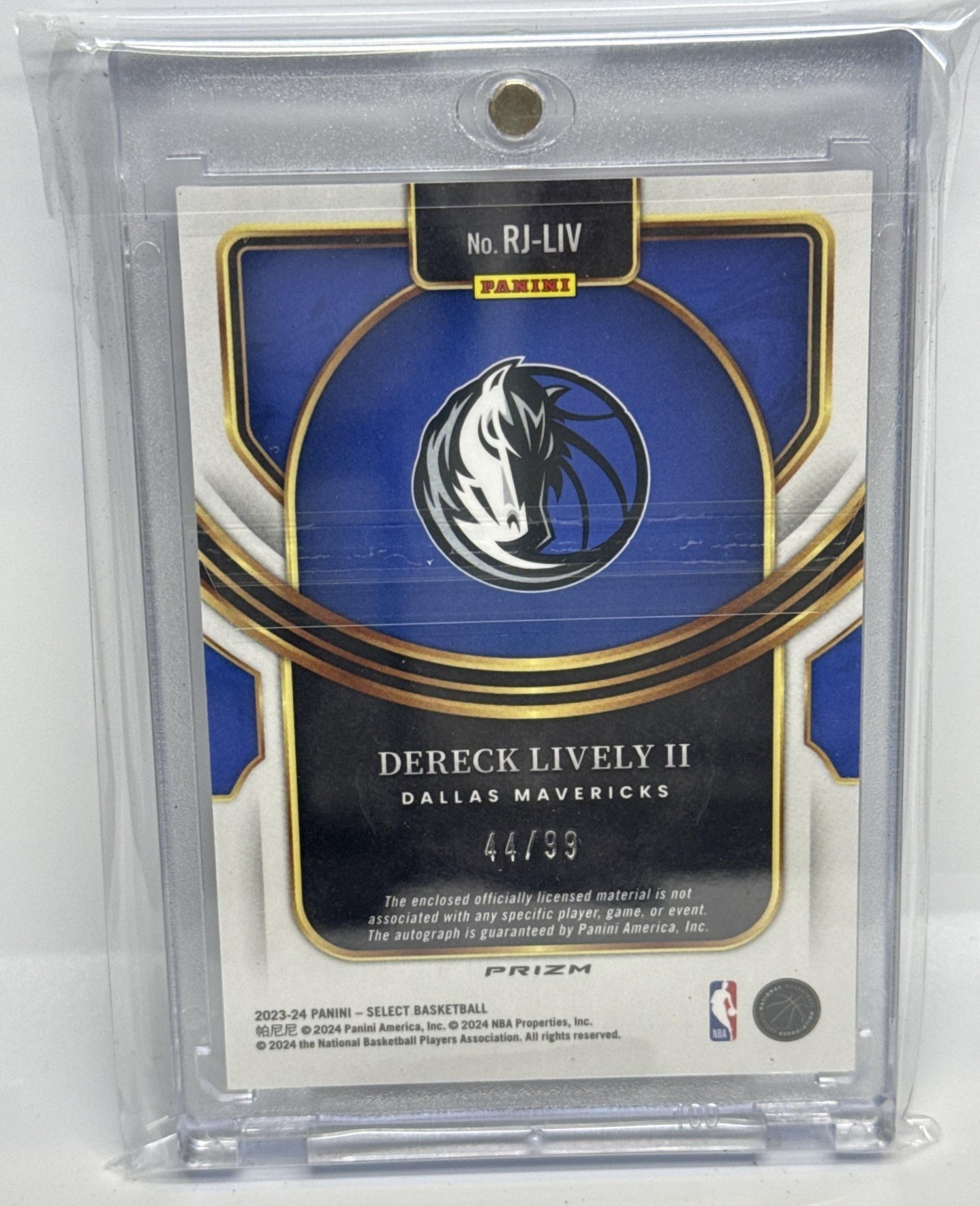 Dereck Lively II Select 2023-24 Purple Prizms /99 MEM Auto RC Dallas Mavericks