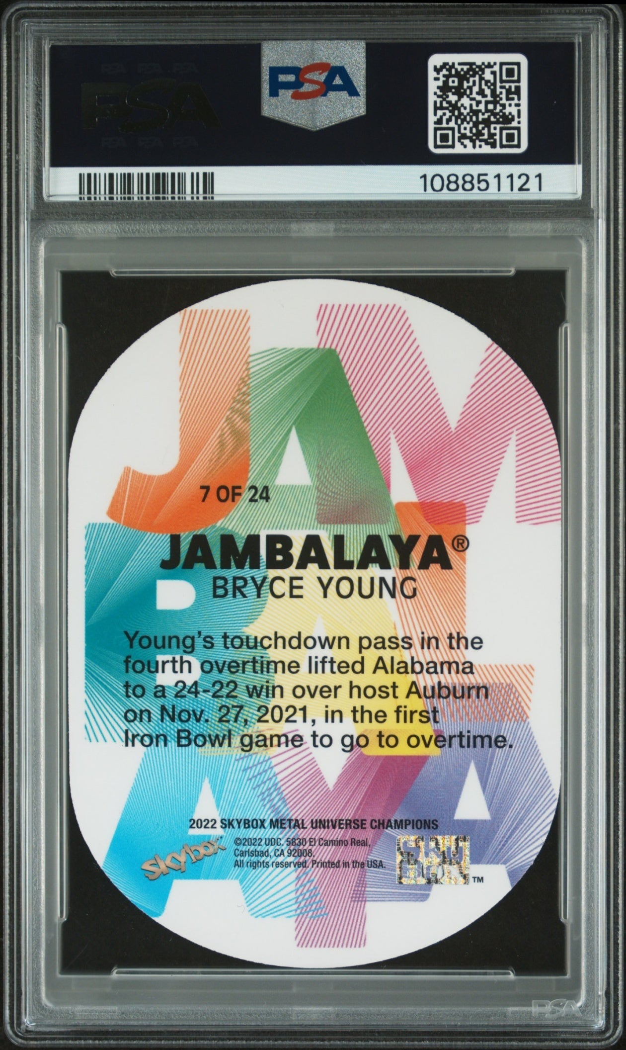 Bryce Young Skybox Metal Universe Champions 2022 Jambalaya PSA 10