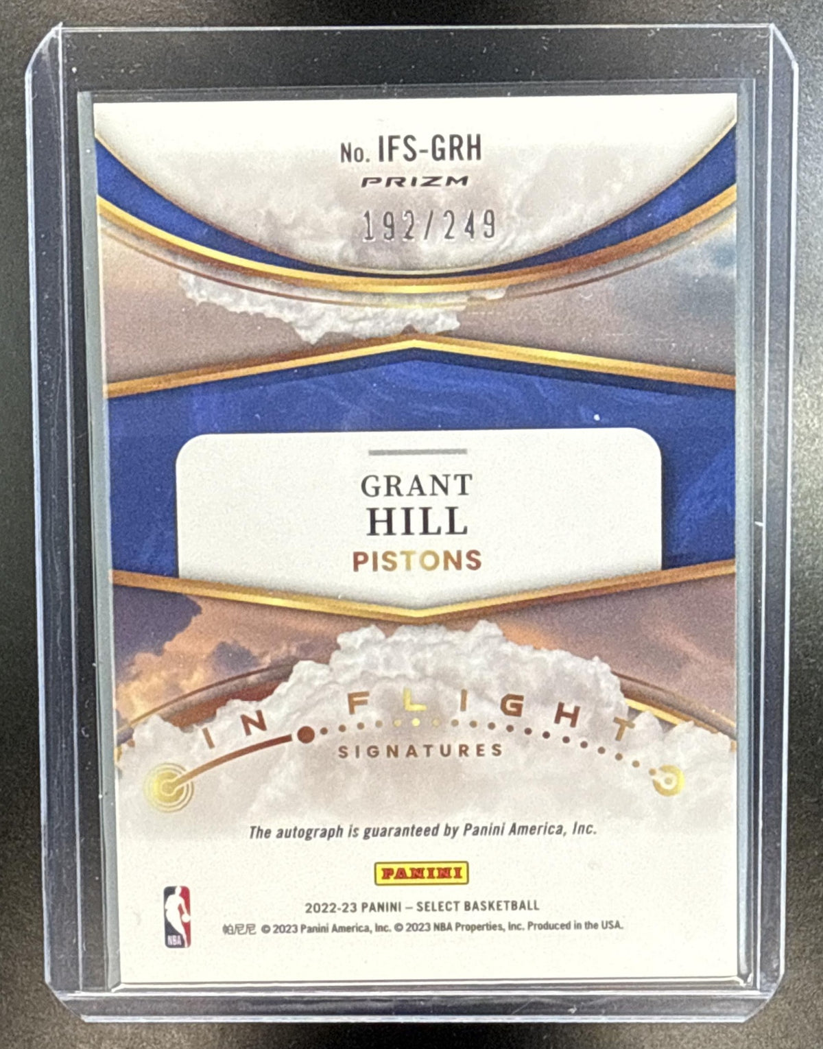 Grant Hill Panini Select 2022-23 Silver /249 Auto Detroit Pistons