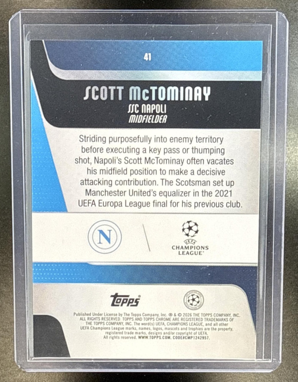 Scott McTominay Topps Chrome UCC 2025-26 Black Refractor /10 SSC Napoli