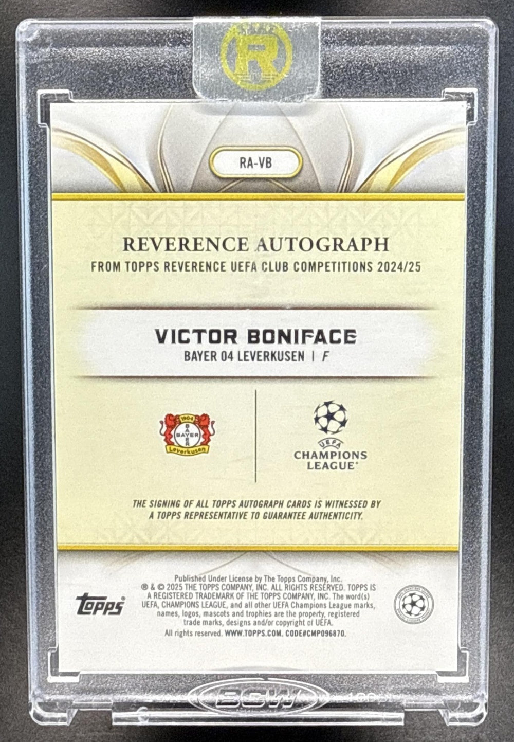Victor Boniface Topps Reverence UCC 2024-25 Auto Orange /25 Bayer 04 Leverkusen