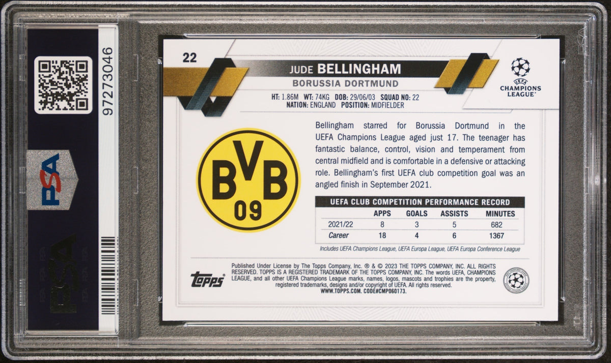 Jude Bellingham Topps Chrome UCC 2022-23 Gold Lava PSA 10 Borussia Dortmund