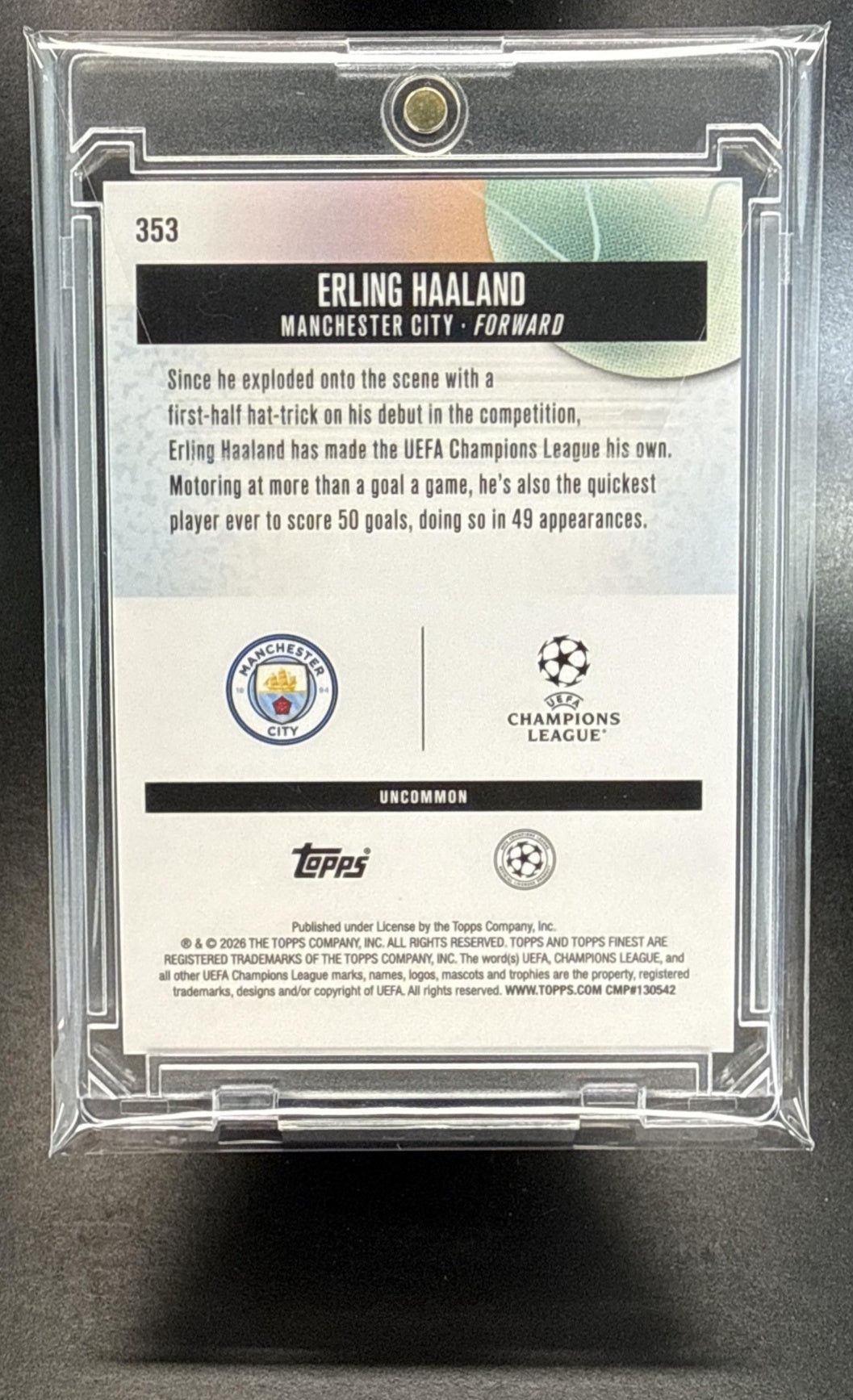Erling Haaland Topps UCC Finest 2025-26 Gold Refractor /25 Manchester City
