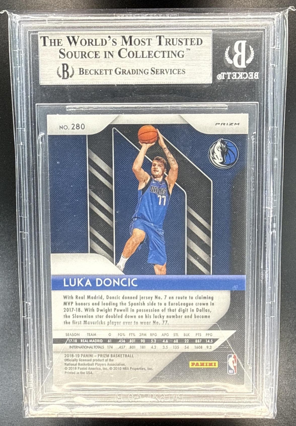 Luka Doncic Panini Prizm 2018-19 Prizms Ruby Wave RC BGS 9 Dallas Mavericks